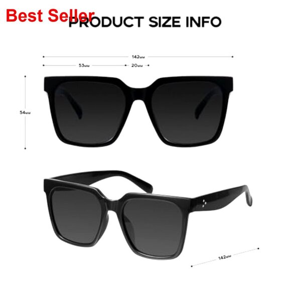 Oversized Square Sunglasses with UV 400 Protection, Metal Accents main image 4